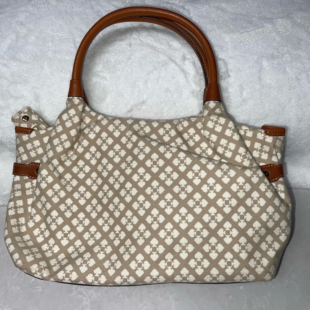 EUC Kate Spade New York Beige/Brown Canvas and Leather Stevie Bag